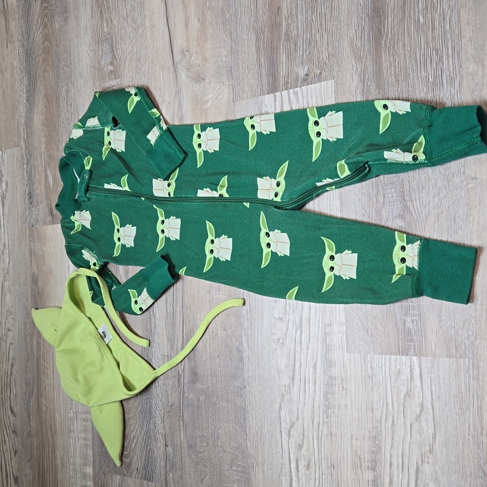 Hanna Andersson Star Wars baby Yoda zip sleeper pj hat grogu 80 18-24m baby boy